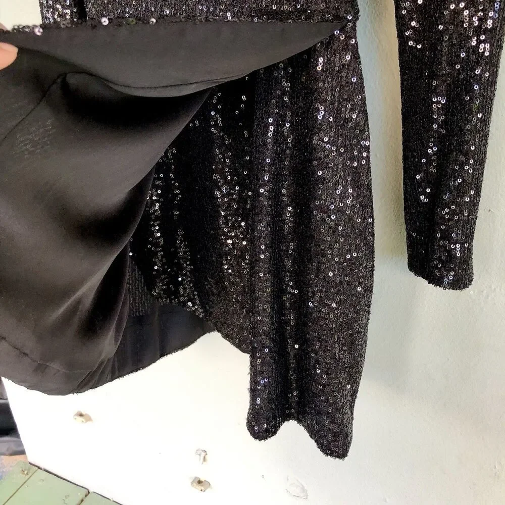 Ramy Brook Sequin Mini Dress Women 6 Becky Faux Wrap Deep-V Cocktail  Party - Picture 6 of 16